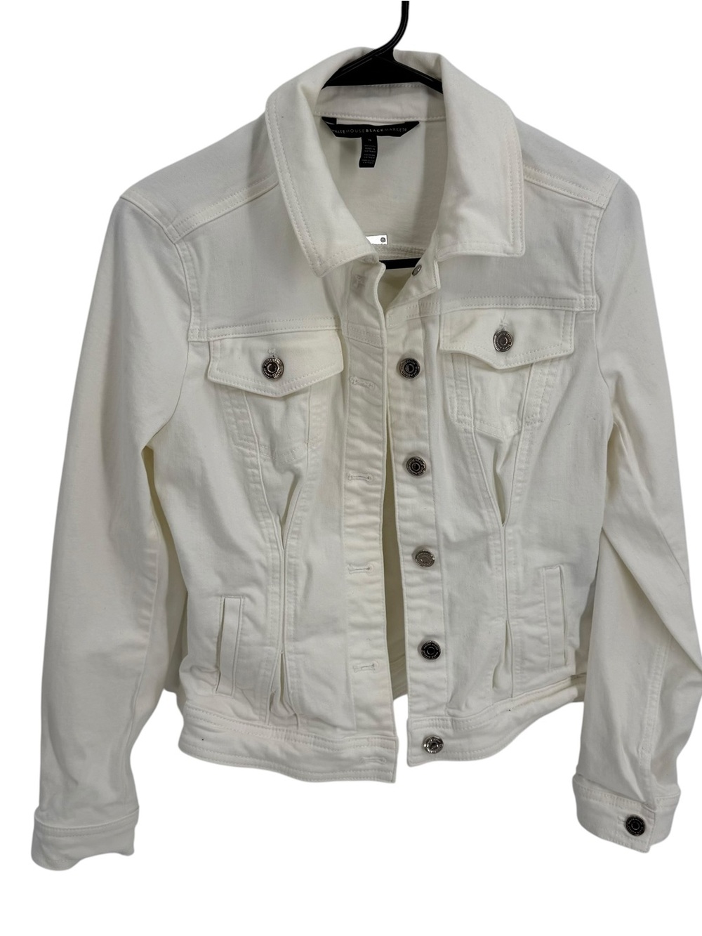 White House Black Market Womens white Denim Collared Jean Jacket Size S Classic